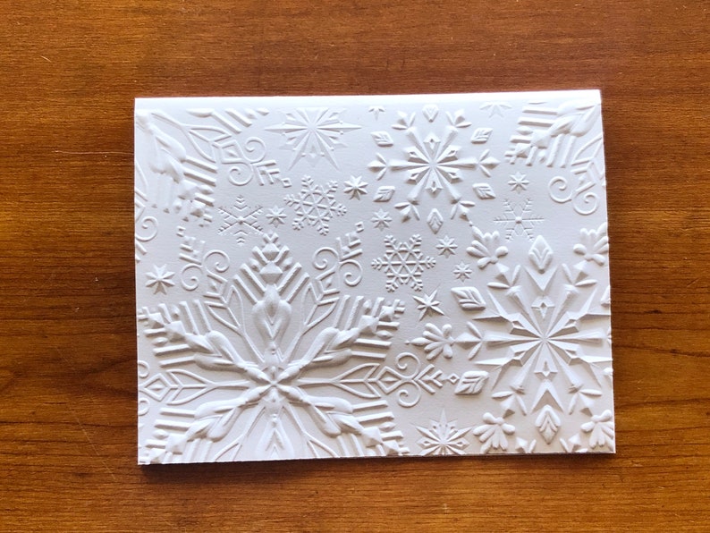 8 3D Embossed Snowflake Christmas Cards, White Winter Holiday Cards Set, Handmade Elegant Christmas Greeting Cards, Textured Snow Stationery image 7