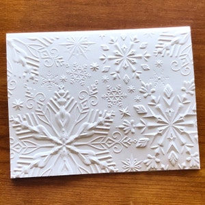 8 3D Embossed Snowflake Christmas Cards, White Winter Holiday Cards Set, Handmade Elegant Christmas Greeting Cards, Textured Snow Stationery image 1