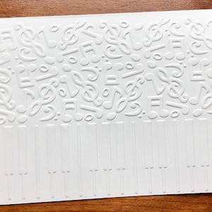 8 Music Cards, Embossed Piano Note Card Set, Musical Writing Stationery, Handmade Cards for Piano Teacher or Gift for School Teacher