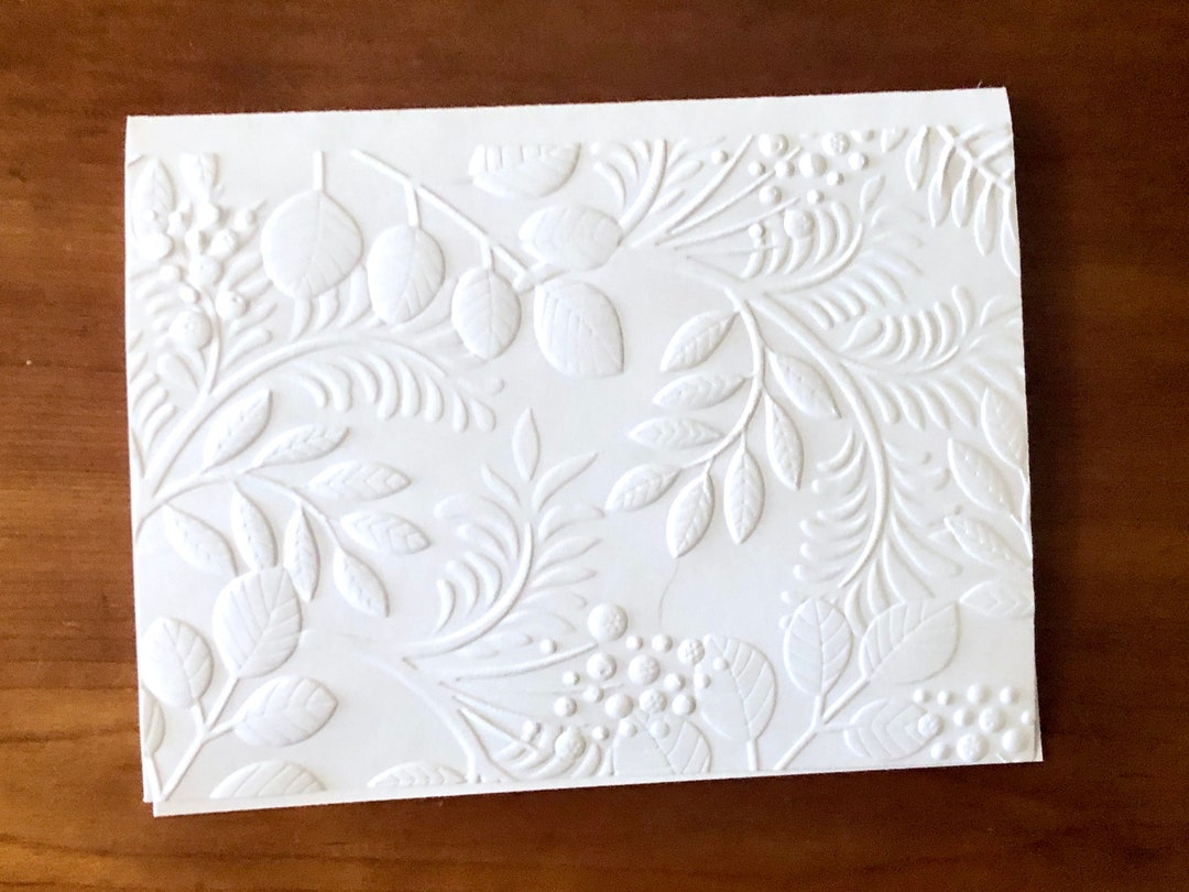 8 White Embossed 3D Floral Cards, Elegant Flower Note Card Set, Blank ...