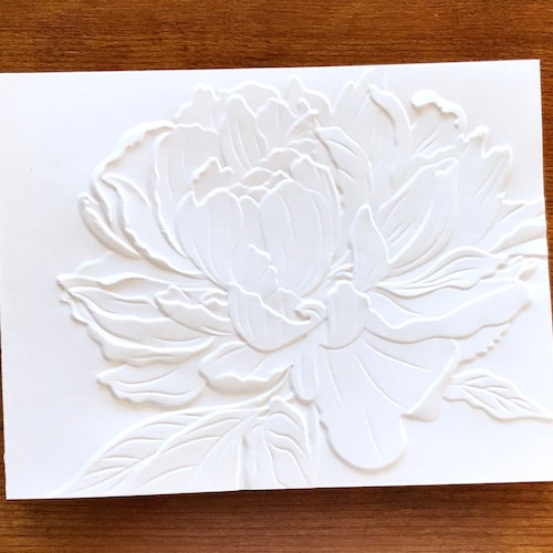 3D Embossed White Peony Flower Note Card Set, Floral Card Set, Blank Botanical Writing Stationery, 8 All Occasion Handmade Greeting Cards