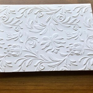 8 3D Floral Cards, White Embossed Flower Note Card Set, Blank Botanical ...