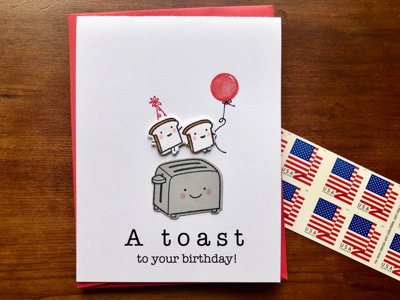 Funny Birthday Cards Birthday Toast Card Food Pun Birthday - Etsy