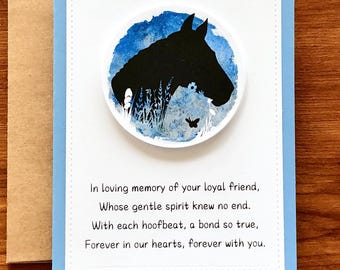 3D Horse Sympathy Card, Equine Condolence Card, Thinking of You, Loss and Grieving of Pet, Handmade Celebration of Life Greeting Card