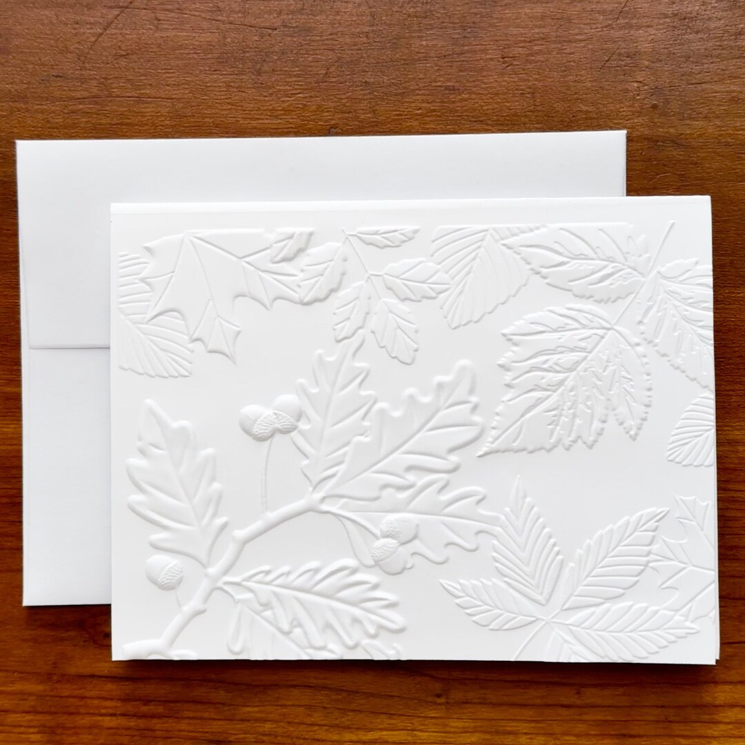8 Embossed Leaf Note Card Set, Foliage Card Set, Blank Botanical ...