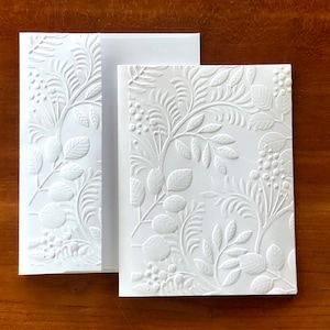 8 White Embossed 3D Floral Cards, Elegant Flower Note Card Set, Blank ...