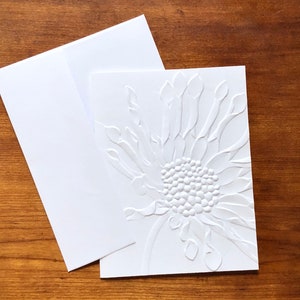 8 3D Embossed Daisy Cards, White Floral Note Card Set, African Daisies ...