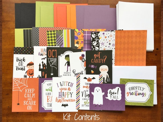 DIY Halloween Card Kit for Adults & Kids, Easy Greeting Card Making Craft,  12 Handmade Do It Yourself Cards, Homemade Cards Activity Set 