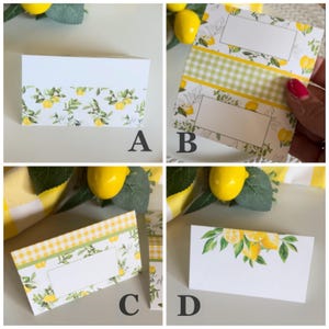 Place Cards | Lemon (Digital Download) Blank Place Cards, Folded Place Cards, Blank Name Cards, Tent Fold Cards