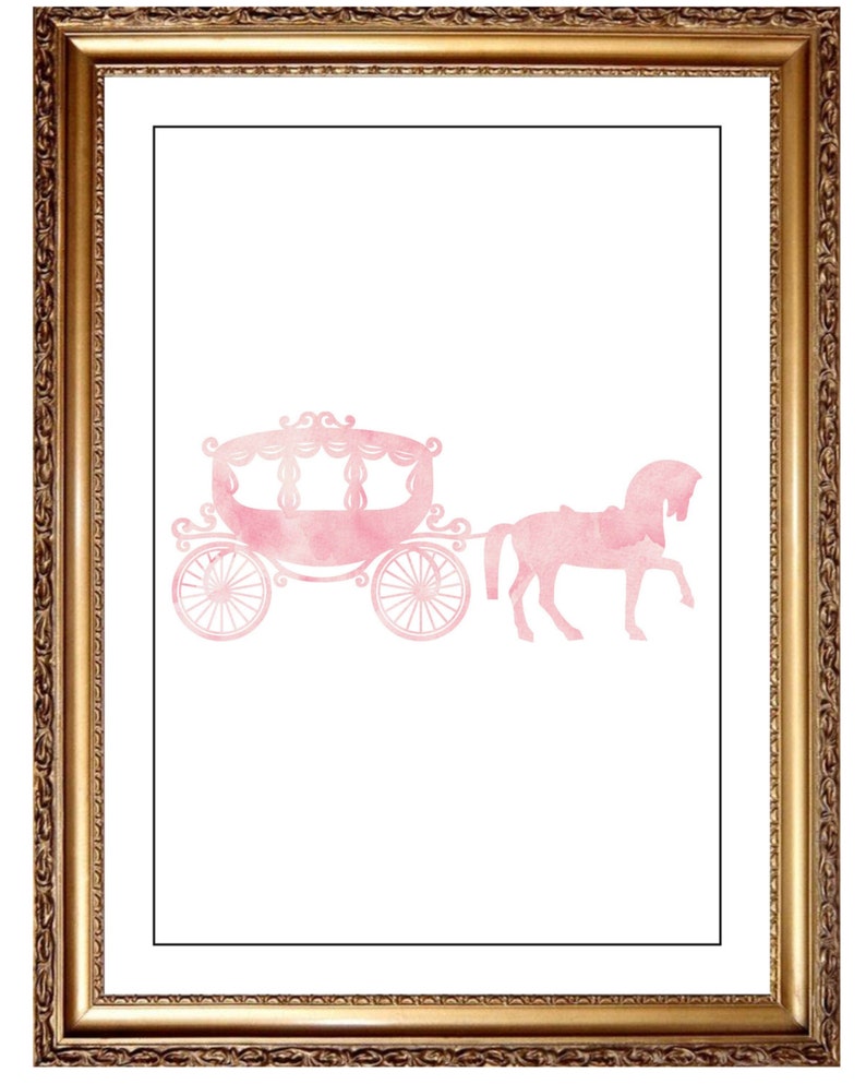 Pink Princess Carriage Printable Wall Decor Princess Room Etsy