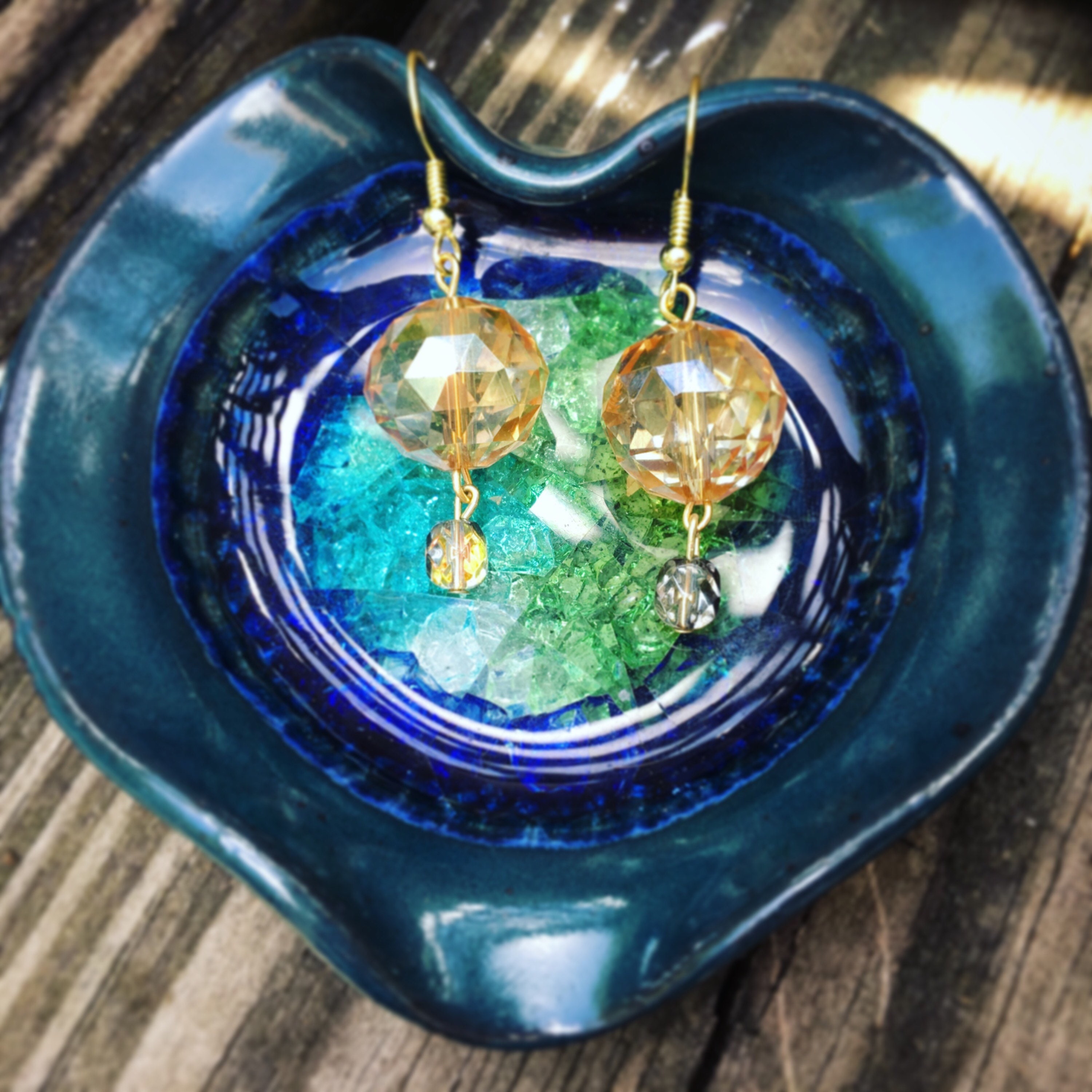 Amber Bead Drop Earrings