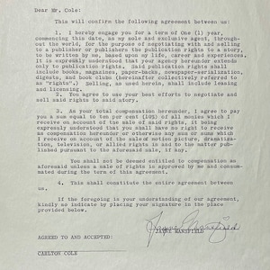 Jayne Mansfield Vintage Autographed Autograph Signed Document Agent Contract 1959 Rare