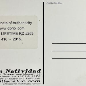 Kitten Natividad Autographed Hand Signed 4" X 6" Photo Postcard Exotic