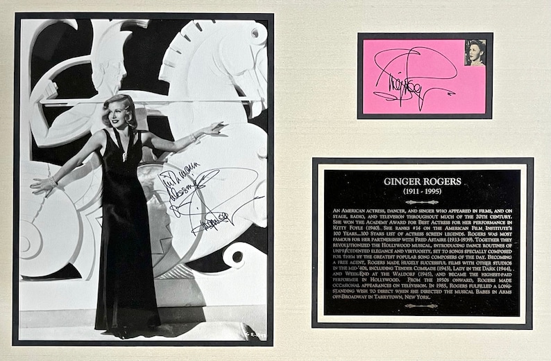 Ginger Rogers autograph Signed 11 x 14 Vintage Photo plus autographed Card Framed PSA/DNA JSA Letter of Authenticity image 10