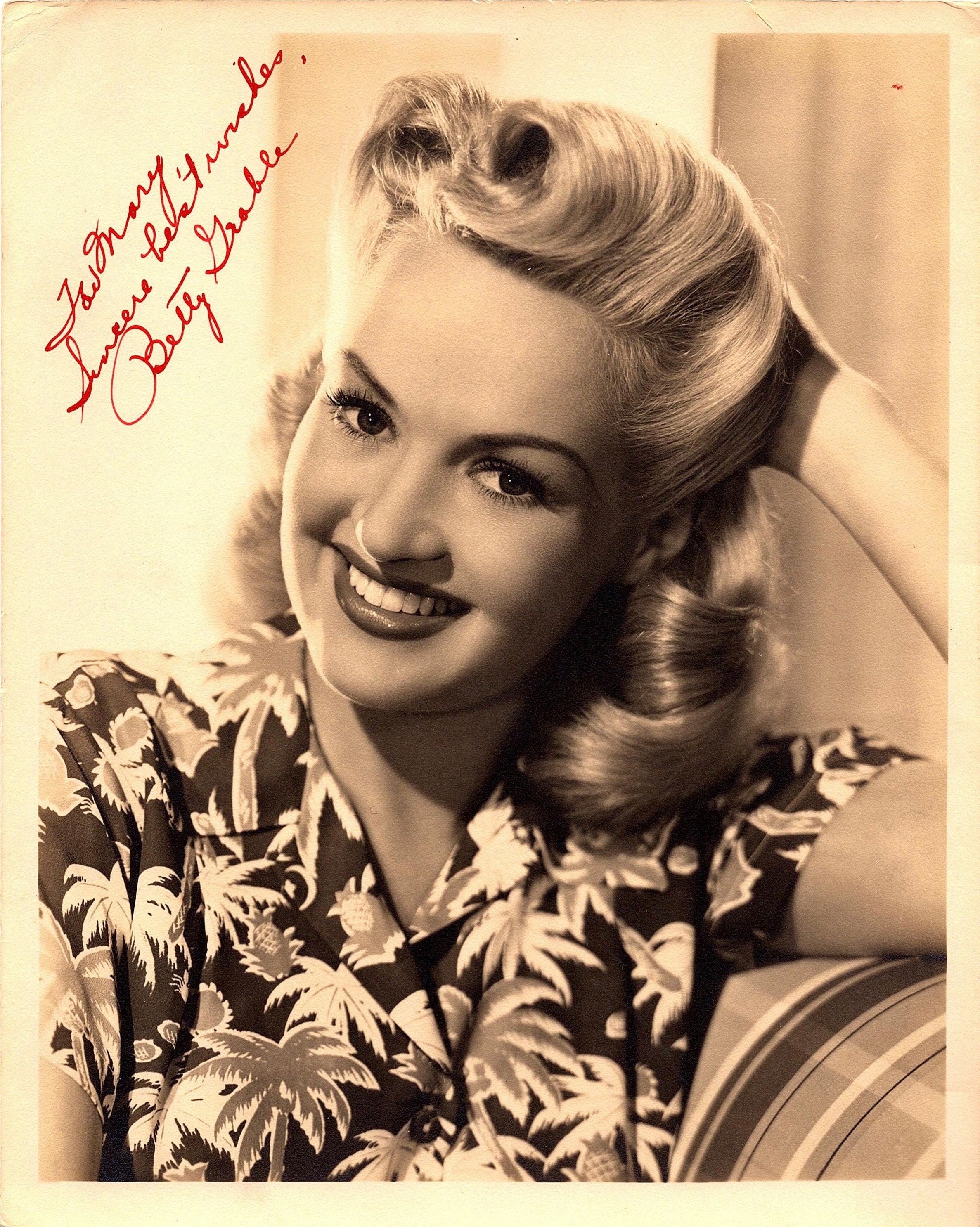 Betty Grable Vintage Autographed Autograph Signed Hollywood Film Movie