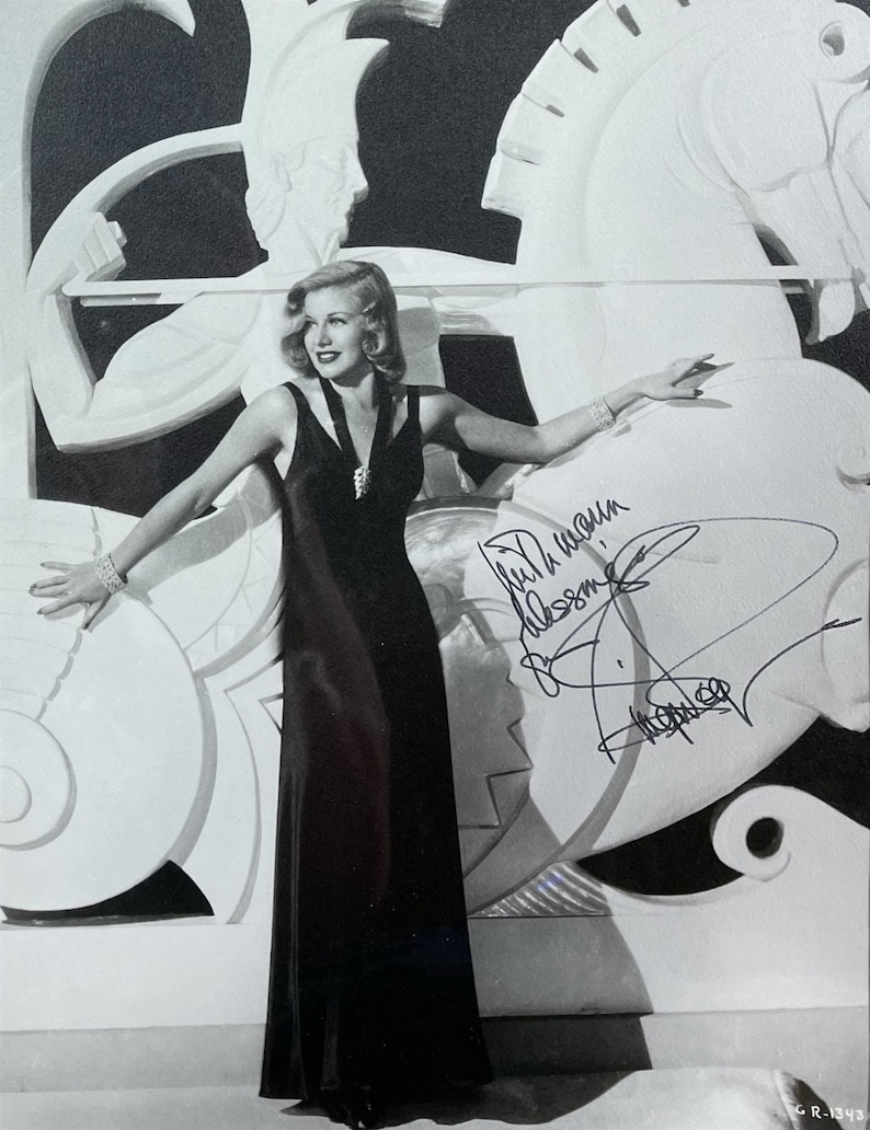 Ginger Rogers autograph Signed 11 x 14 Vintage Photo plus autographed Card Framed PSA/DNA JSA Letter of Authenticity image 2