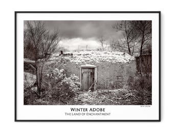 Winter Adobe-New Mexico-fine art poster print