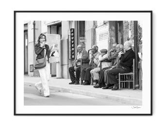 Girl Watching-Wall Art-Black and White-Photography-Italy--Sicily-Art Print-Italy Print-Italy Wall Art-Travel Photography