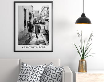 A Rainy Day in Rome-Black and White Photography-Italy Print-Rome