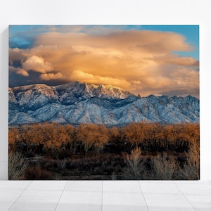 Sunset over Bernalillo-Southwestern Decor-New Mexico-Fall Colors-Large Wall Art-Photographic Print-Albuquerque-Clouds-Sandia Mountains