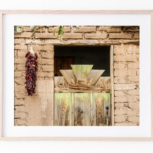 Cerrillos Ristra-Southwestern Decor-Adobe-New Mexico-Santa Fe-Southwest Photography-Chile Ristra-Gate-Wall Art-New Mexico Art