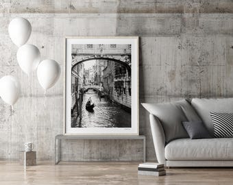 Venice Print-Canal in Venice-Photography Print-Italy Wall Art-Fine Art Print-Travel-Wanderlust-Large Wall Art-Black and White Art