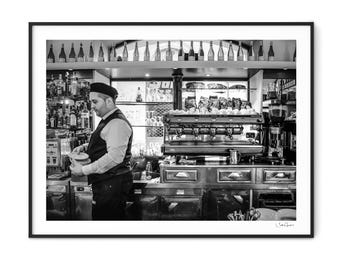 Barista in Rome- Print-- Italy Wall Art-Fine Art Print-Kitchen Art-Kitchen Wall Art-Italy Photography