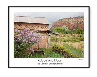 Adobe and Lilacs-Adobe-Lilacs-Southwestern Decor-Desert Print-Spring Flowers-Wall Art-Santa Fe-New Mexico-Art Print-Large Wall Art