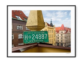 New Mexico License Plate in Prague-Wall Art-Santa Fe-New Mexico-Art Print-Large Wall Art