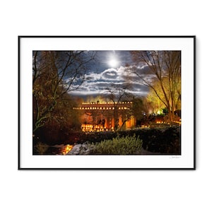 Moon Over Canyon Road-Santa Fe-Moon-New Mexico-Christmas Eve-Christmas Gift-Southwestern Decor-Full Moon-Santa Fe Print-Santa Fe