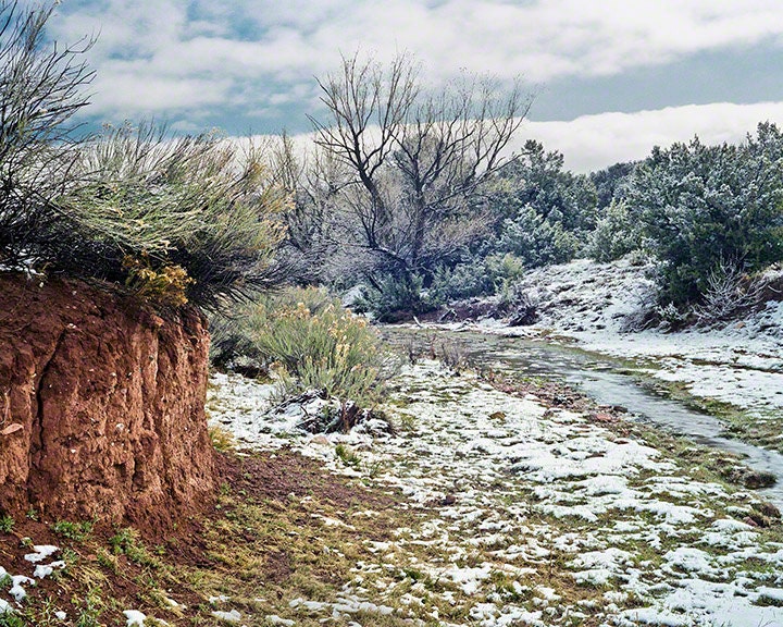 An Unexpected Morning-Southwestern Decor-New Mexico-Winter-Snow-Large Wall Art-Photographic Print-Santa Fe-Clouds-Arroyo-Art Print