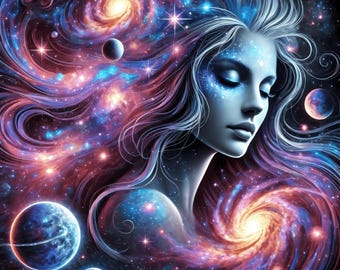 Cosmic Goddess Art Print: Celestial Galaxy Woman (digital Download) - Etsy