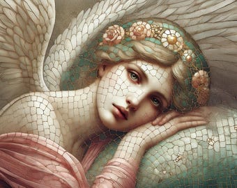Resting Angel Sympathy Card, Graceful Memorial Art (digital Download ...