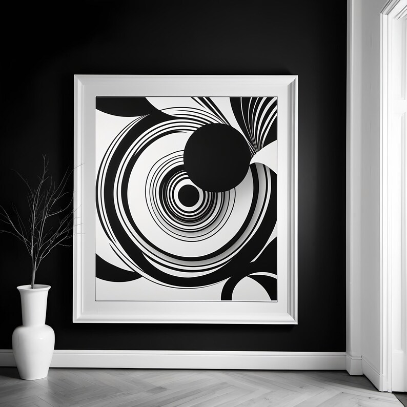 Minimalist Abstract Art Print: Black and White Geometric Wall Decor ...