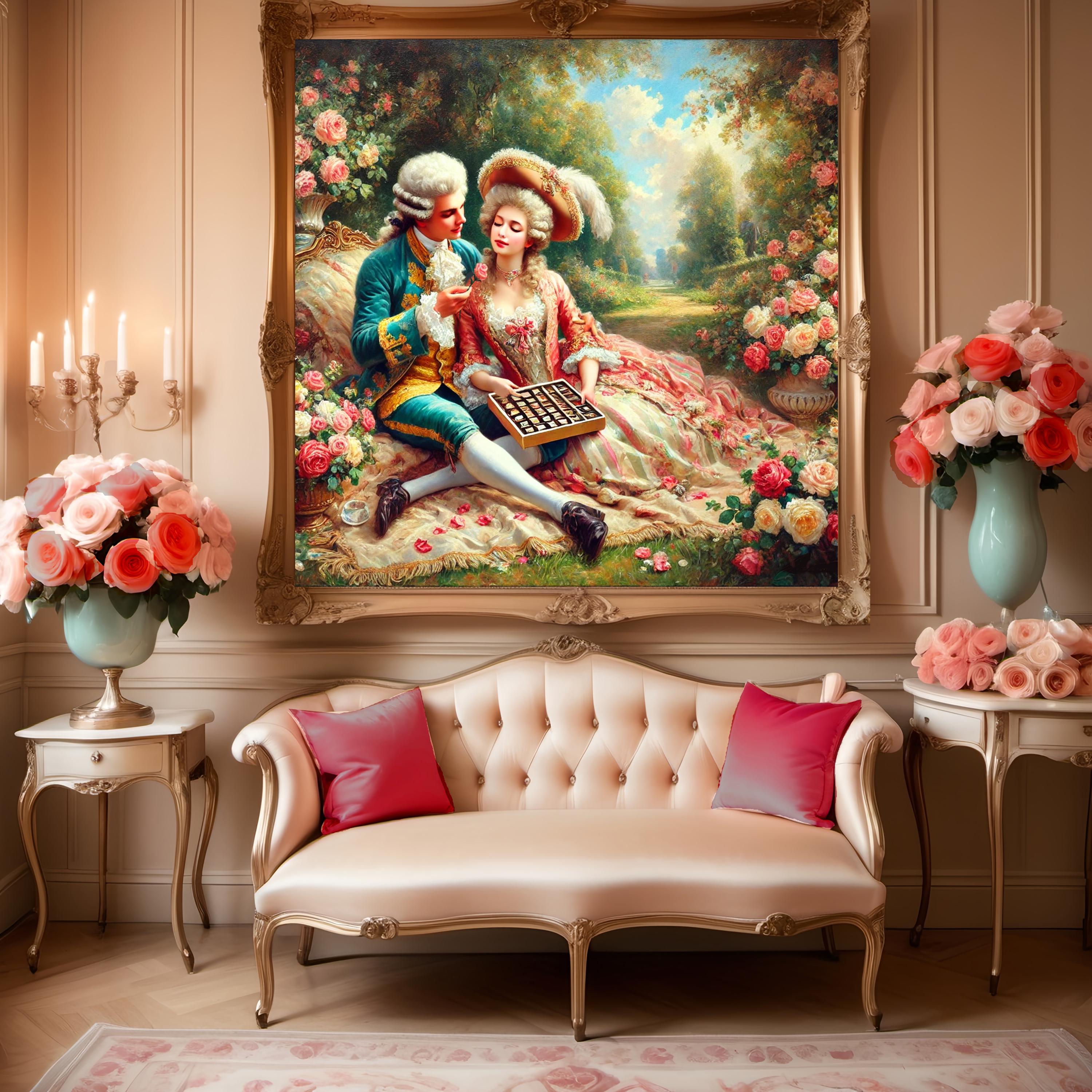 Rococo Picnic Art Print: 18th Century Aristocratic Couple (digital