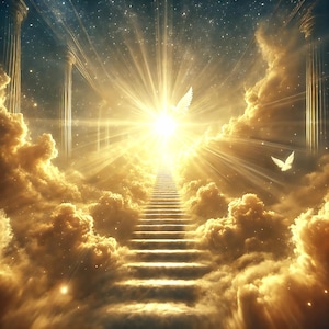 Heavenly Stairway to Light Wall Art Angelic Ascension Digital Print Divine Spiritual Wall Décor Celestial Fantasy Print Spiritual Gift Idea