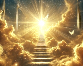 Heavenly Stairway to Light Wall Art Angelic Ascension Digital Print Divine Spiritual Wall Décor Celestial Fantasy Print Spiritual Gift Idea