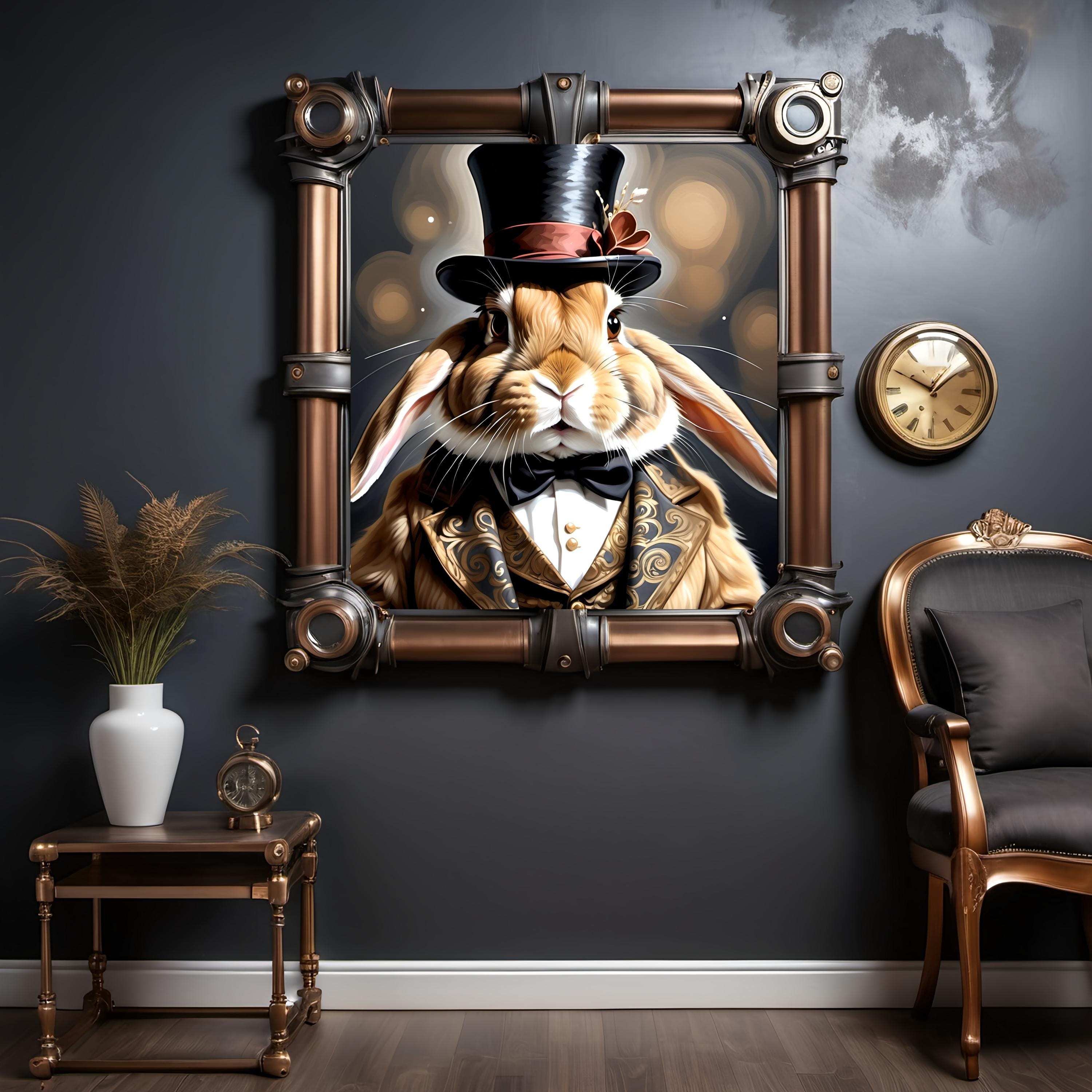 Victorian Rabbit Portrait: Dapper Bunny in Top Hat (digital Download ...