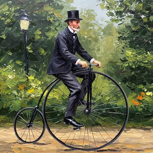 Victorian Penny Farthing Print: Antique Bicycle Rider, Nostalgic Wall ...