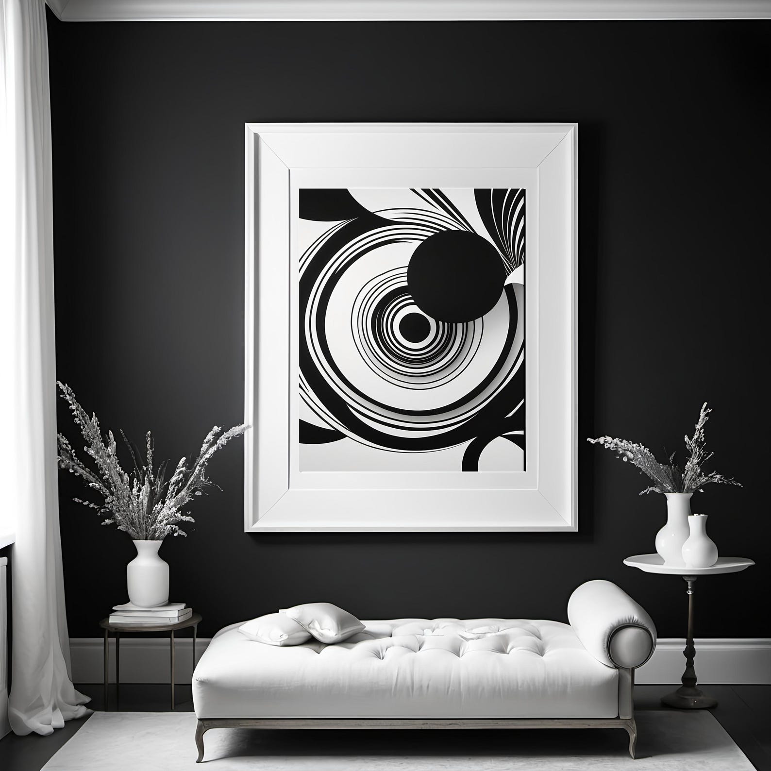 Minimalist Abstract Art Print: Black and White Geometric Wall Decor ...
