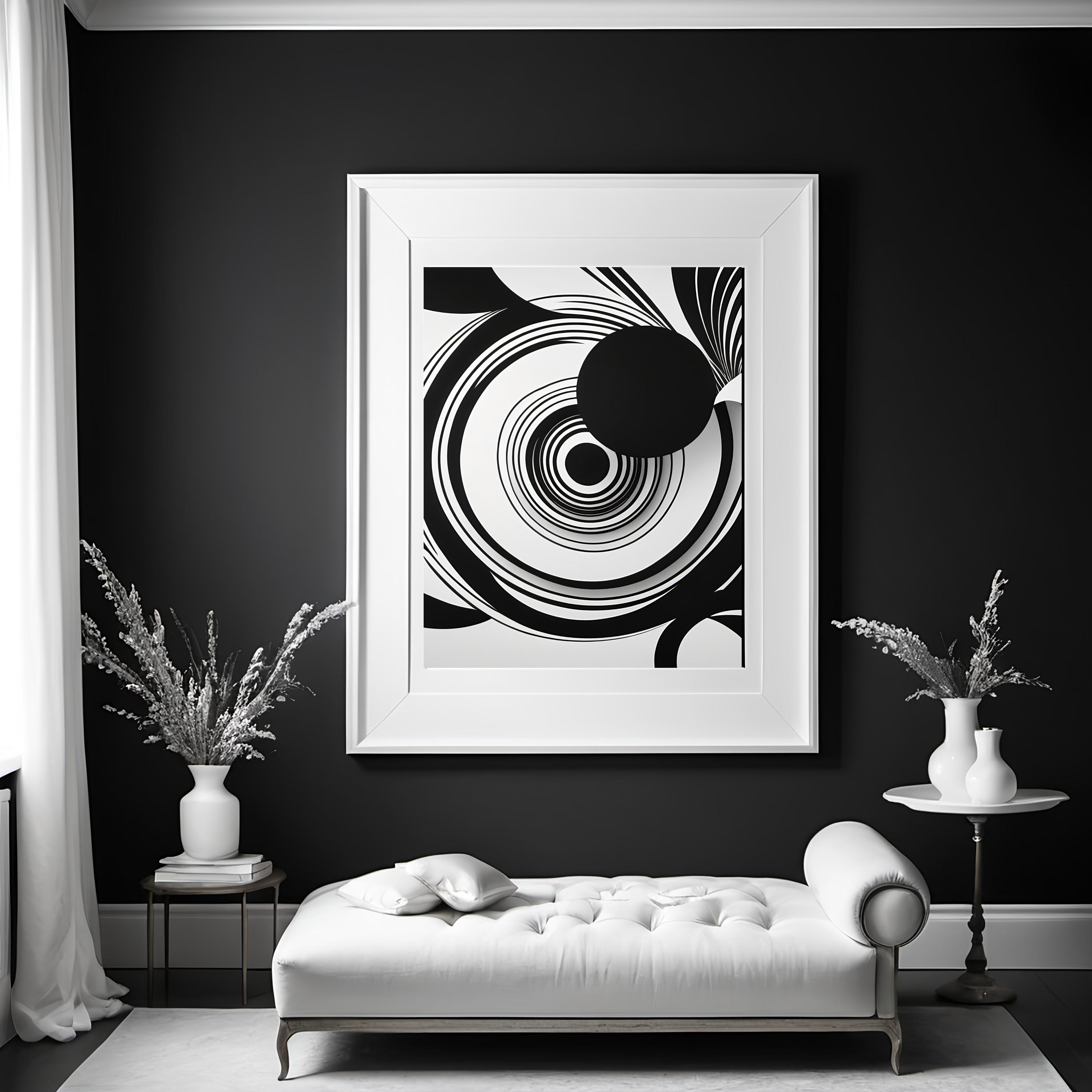 Minimalist Abstract Art Print: Black and White Geometric Wall Decor ...