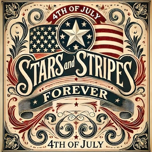 Vintage Stars and Stripes Sign: Americana Fourth of July Decor (Digital Download)