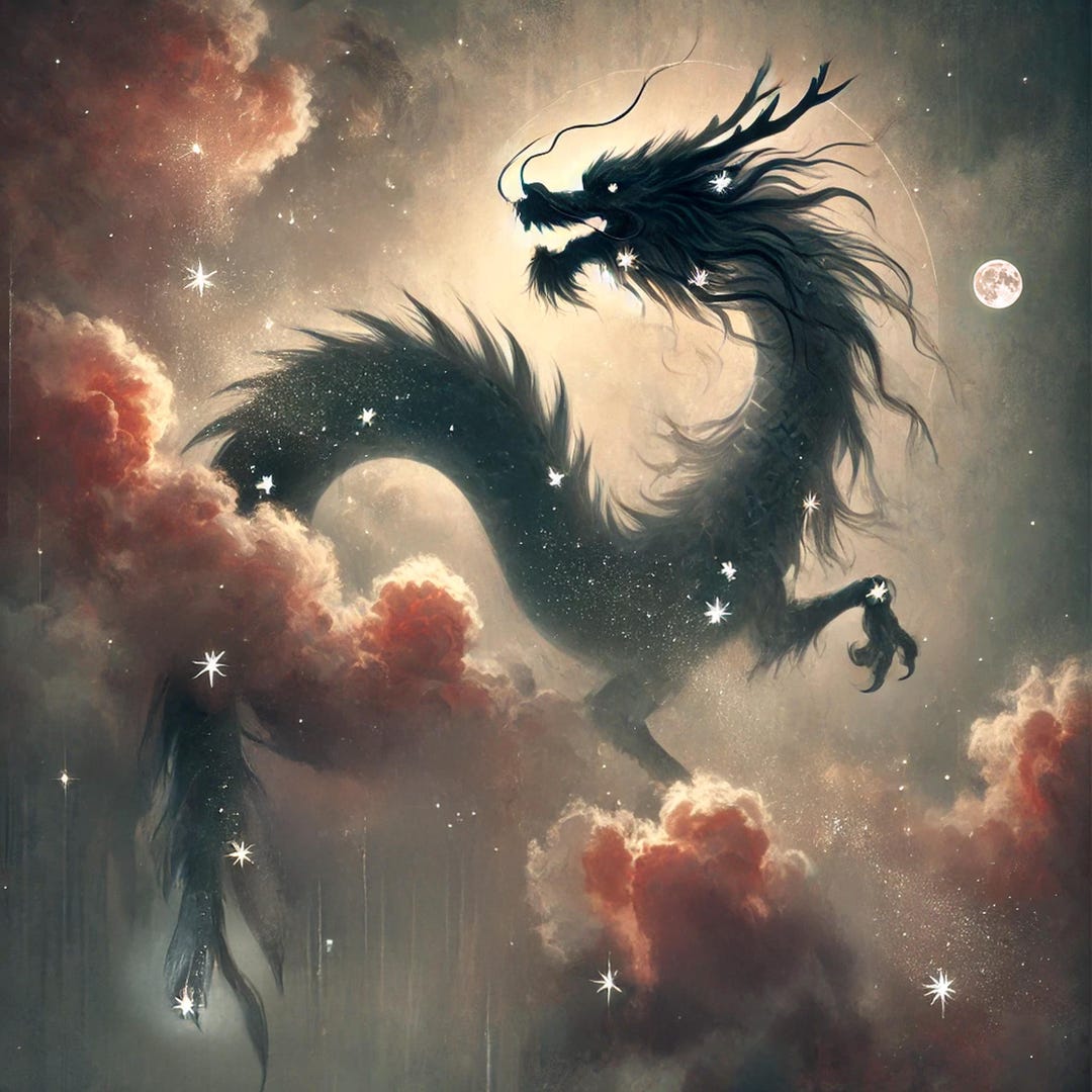 Celestial Dragon Constellation Art Print – Mythical Night Sky Astrology ...