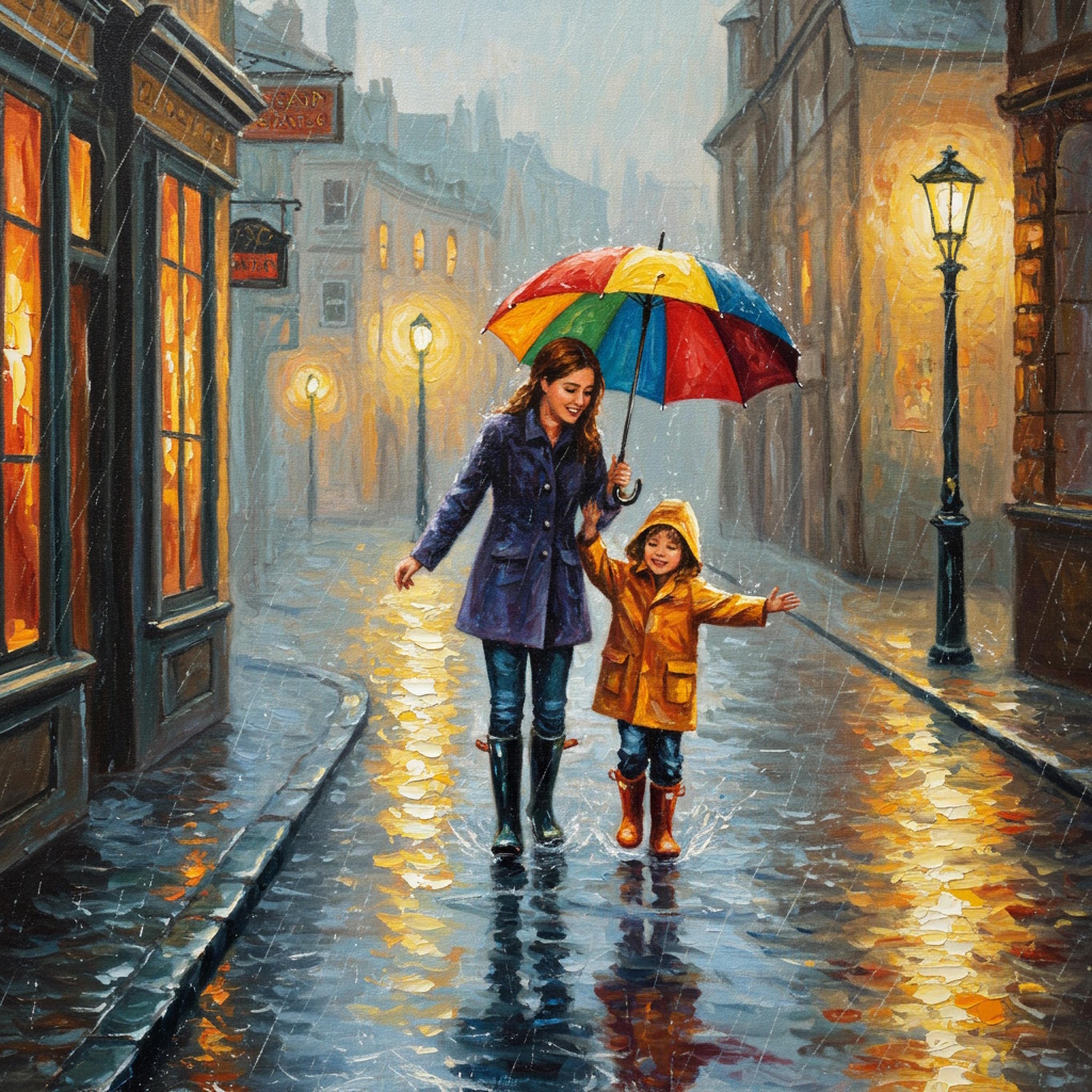 Mother and Child Rainy Walk Wall Art Mother's Day Digital Download ...
