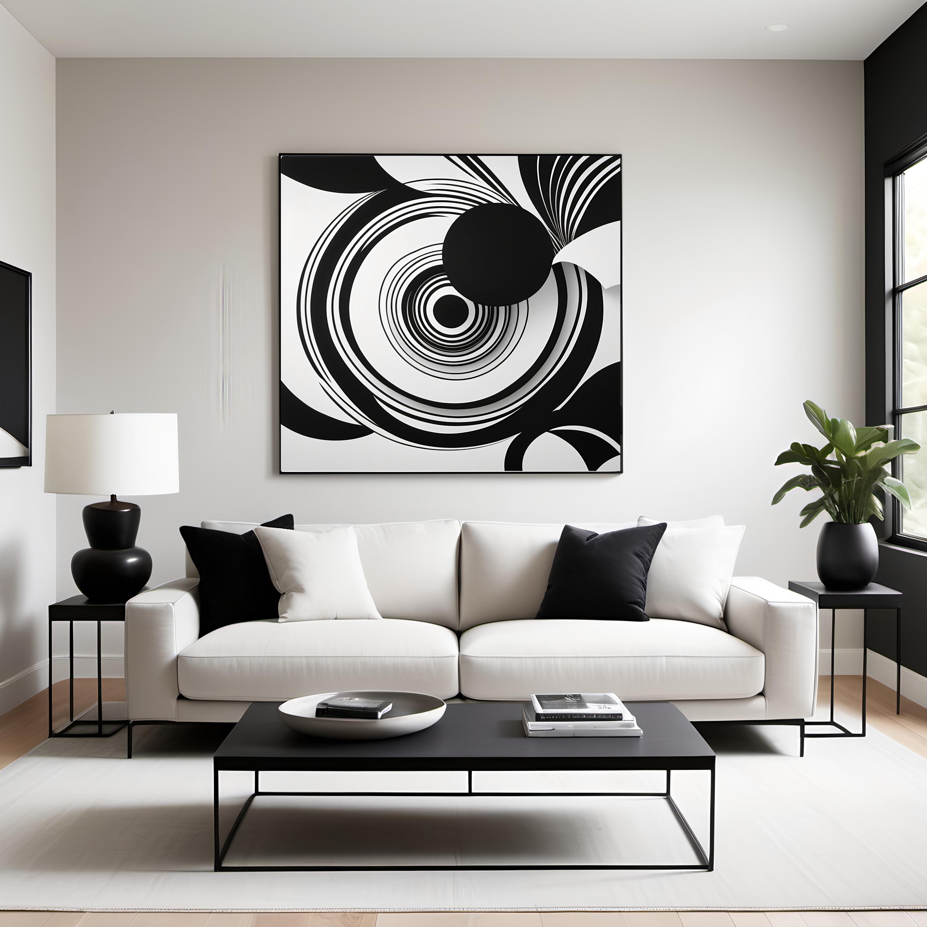 Minimalist Abstract Art Print: Black and White Geometric Wall Decor ...