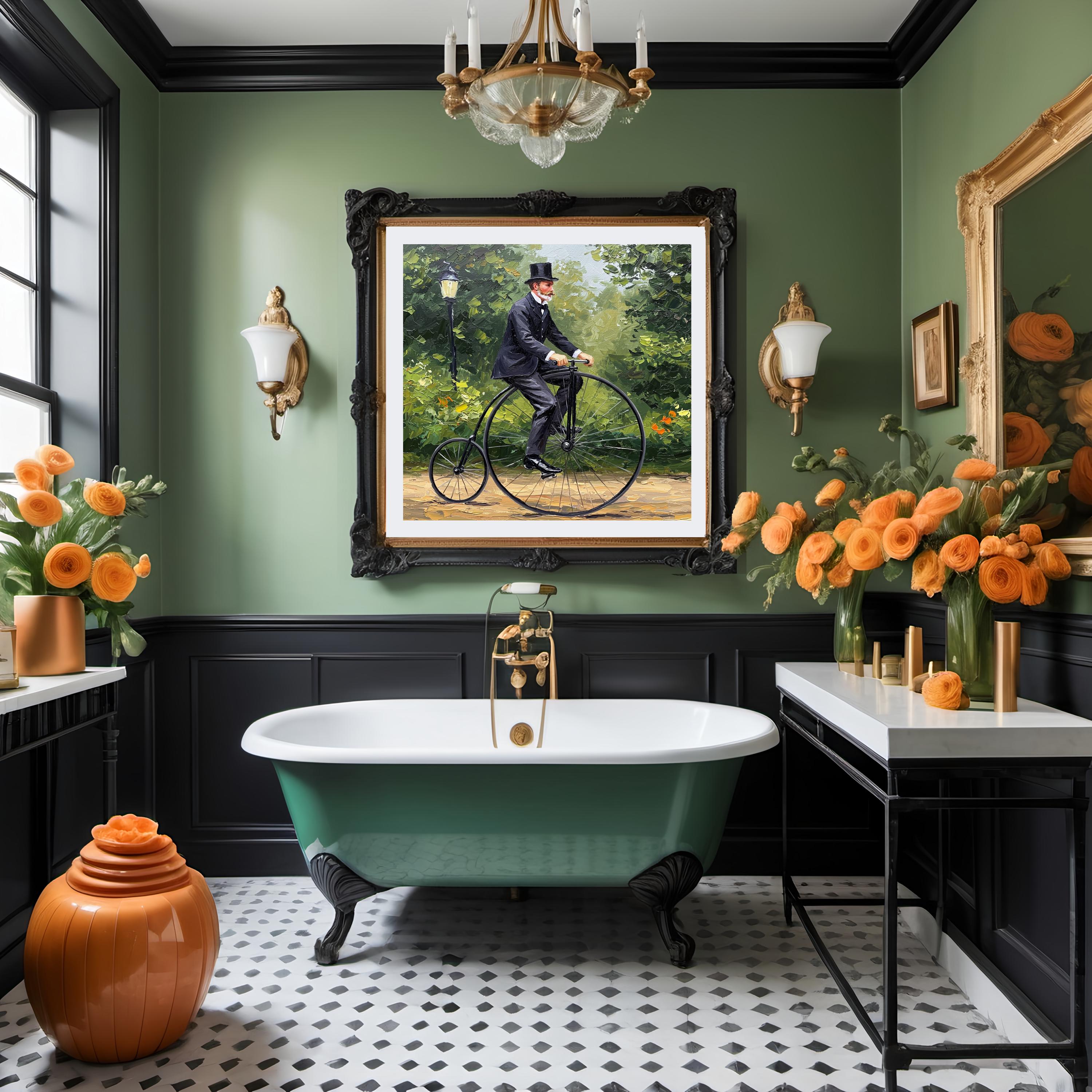 Victorian Penny Farthing Print: Antique Bicycle Rider, Nostalgic Wall ...