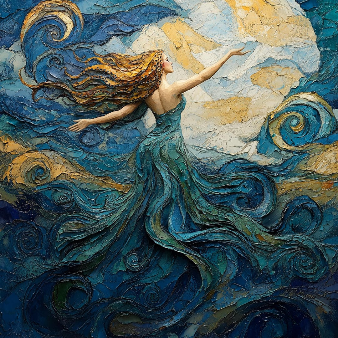 Ocean Goddess Digital Art Print: Coastal Fantasy Oil Painting (digital ...