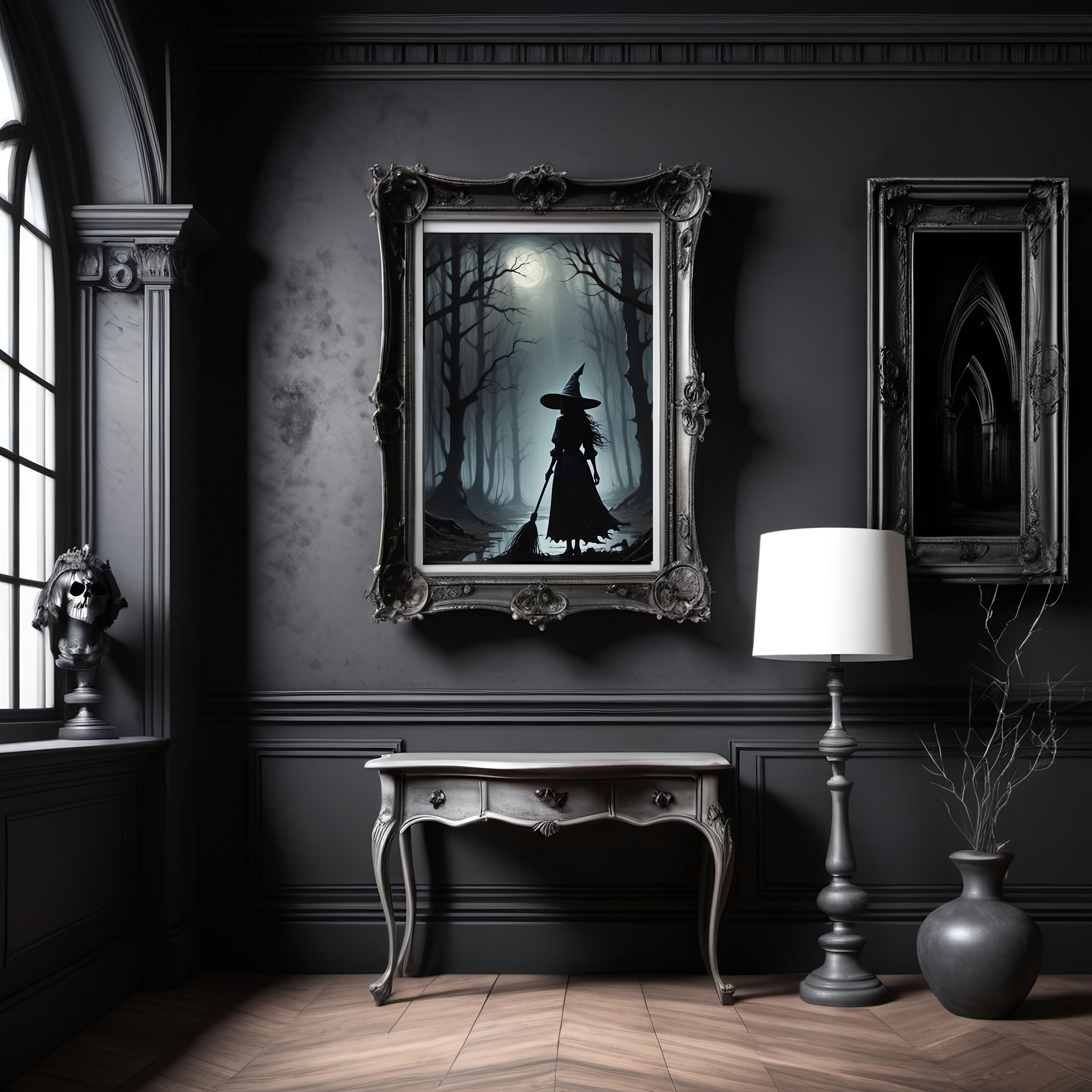 Witch in Twisted Forest Art Print: Spooky Halloween Gothic Decor ...