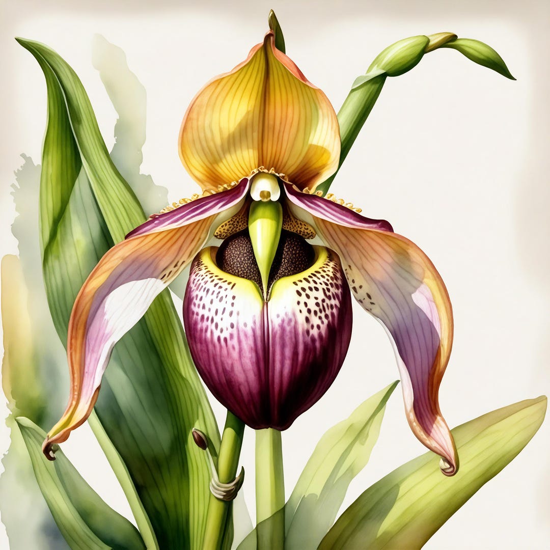 Lady Slipper Orchid Watercolor Art Print: Minnesota State Flower ...