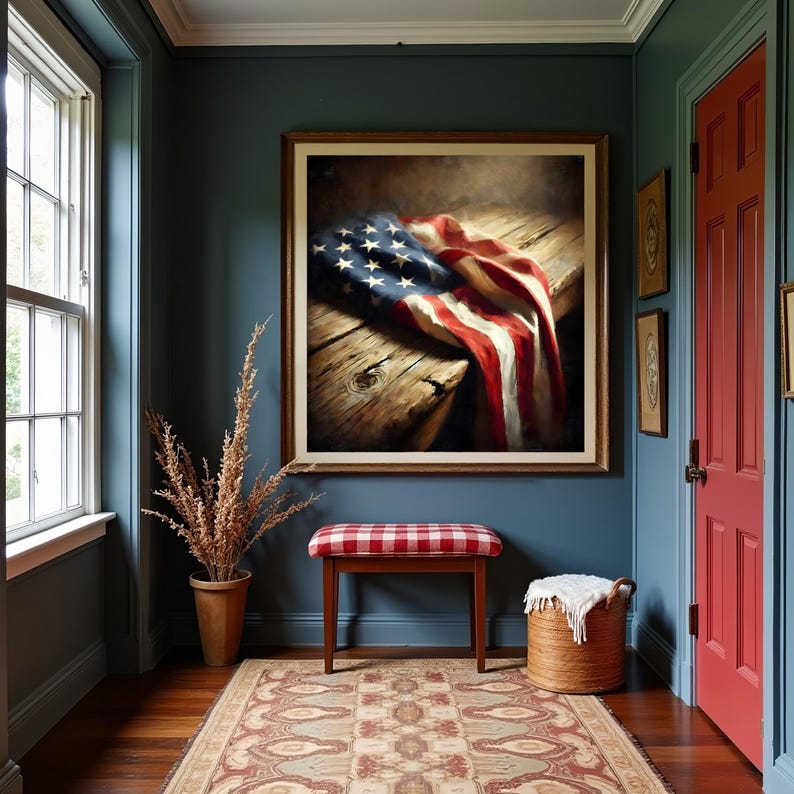Rustic American Flag Print: Vintage Patriotic Wall Art (digital ...